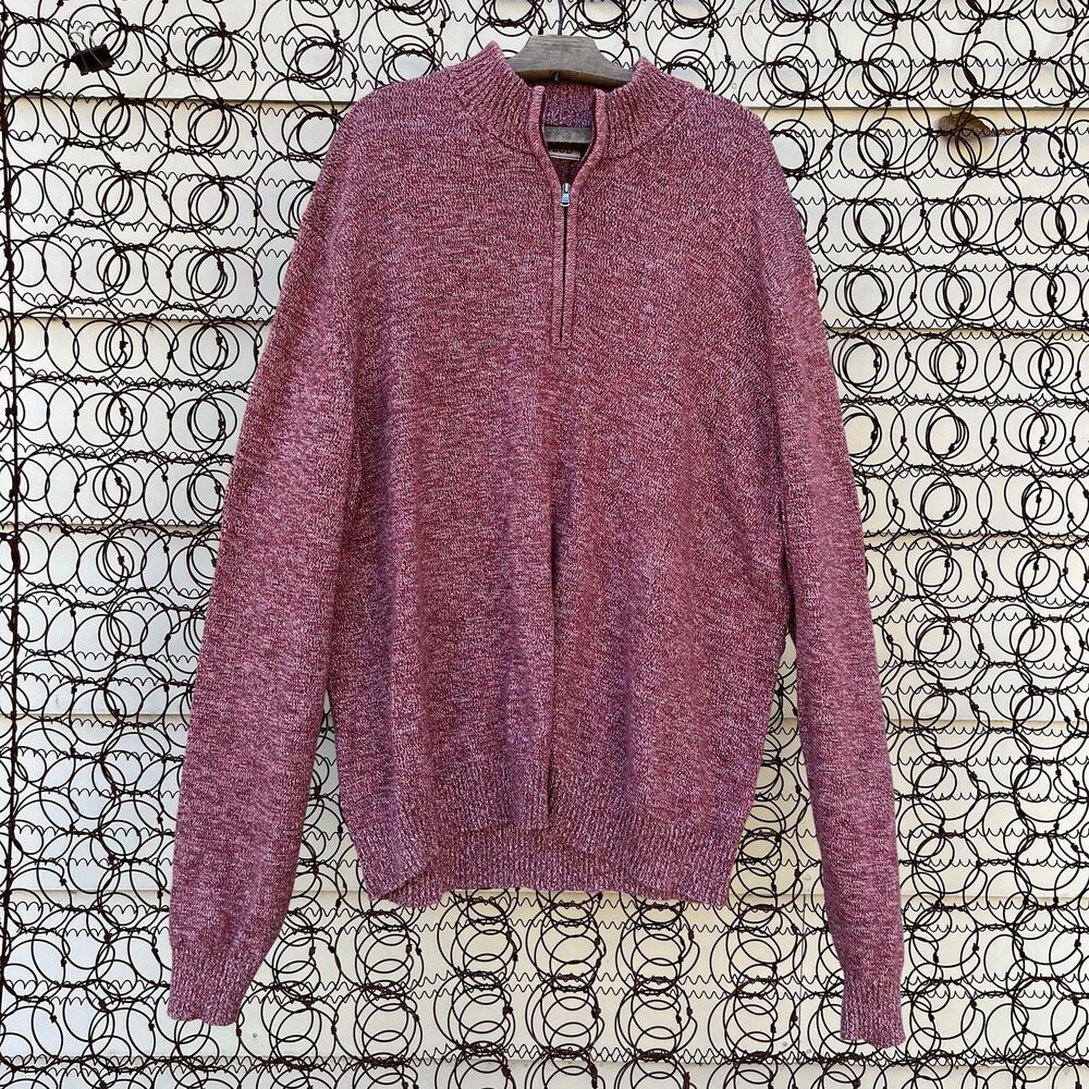 Izod heather red knit 1/4 zip sweater XXL